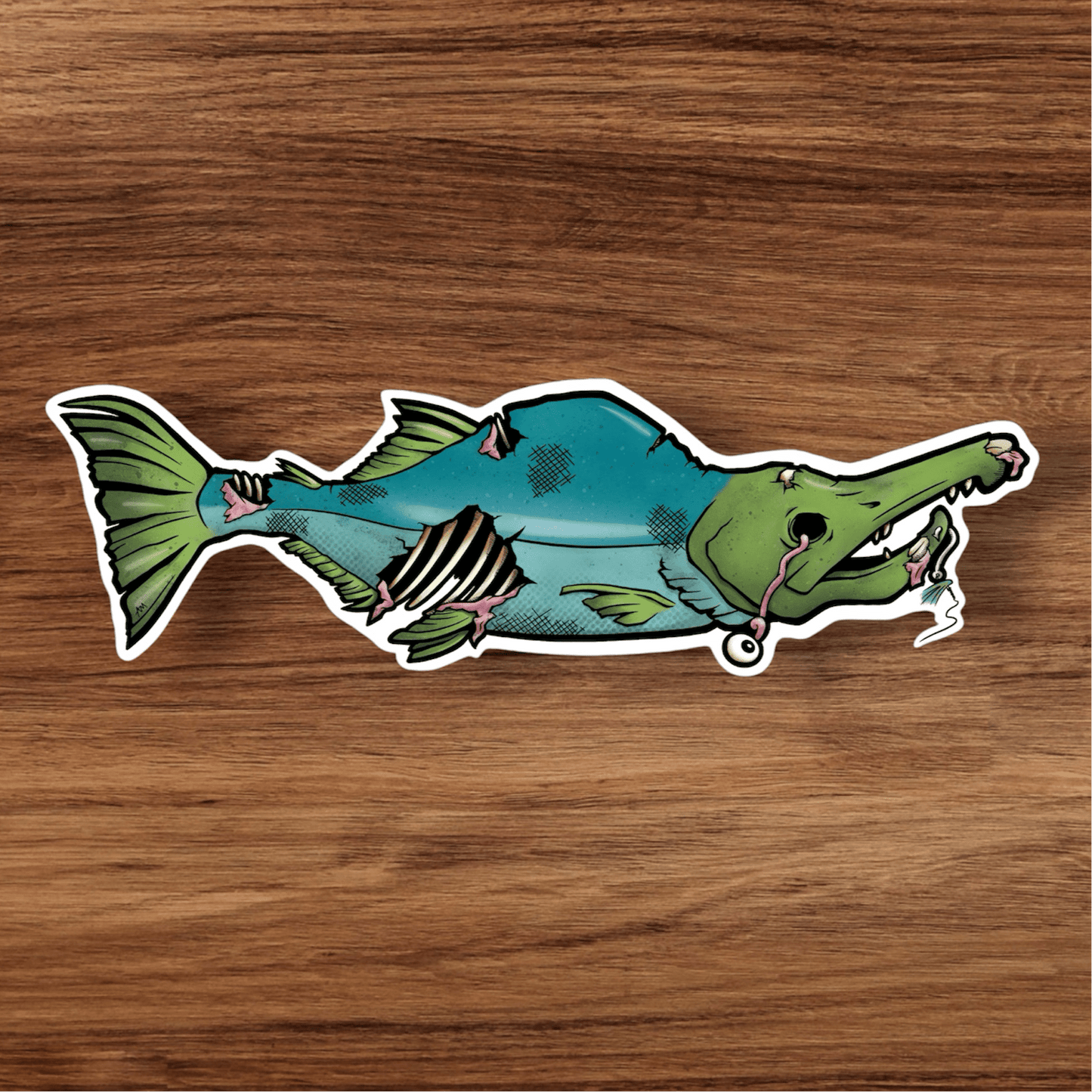 Zombie Salmon Sticker - Blue