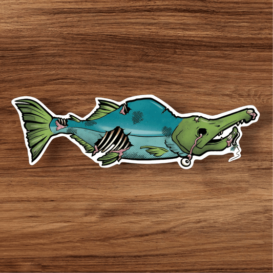 Zombie Salmon Sticker - Blue