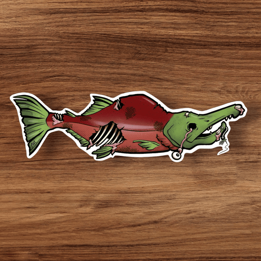 Zombie Salmon Sticker - Red