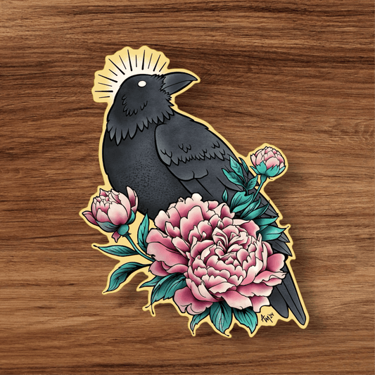 Raven Peony Sticker LARGE